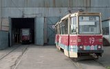 Die Straßembahn des Traktorenanhängerwerkes OSTP in Orsk am 10.06.1995